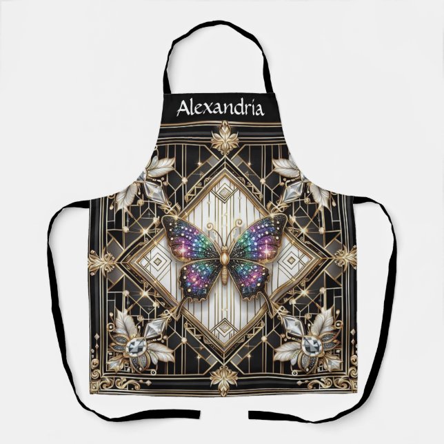 Rainbow Butterfly Art Deco Art Nouveau Apron (Front)