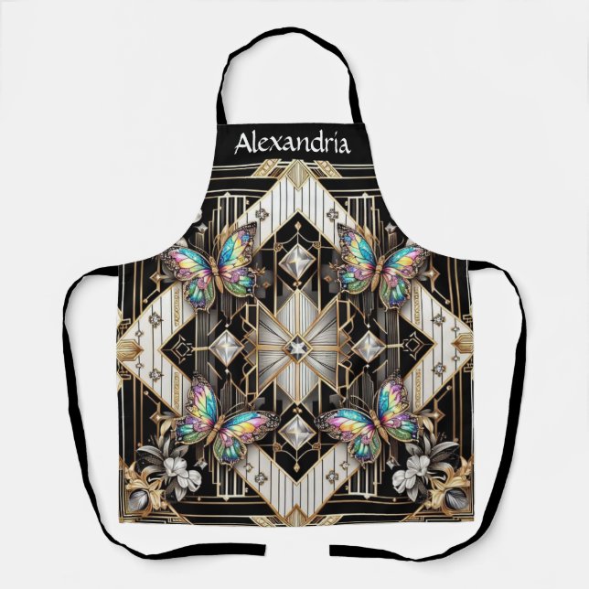 Rainbow Butterfly Art Deco Art Nouveau Apron (Front)