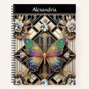 Rainbow Butterfly Art Deco Notebook