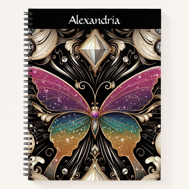 Rainbow Butterfly Art Deco Notebook (Front)