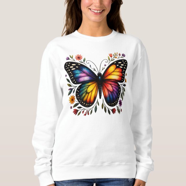 Rainbow Butterfly Art Sweatshirt (Front)