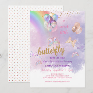 Rainbow Butterfly Baby Shower Invitation
