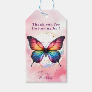 Rainbow Butterfly Baby Shower Thank you  Gift Tags