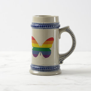 Rainbow Butterfly Beer Stein