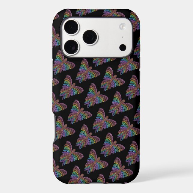 Rainbow Butterfly (black) - iPhone Case (Back)