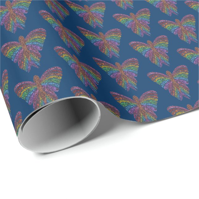 Rainbow Butterfly (blue) - Wrapping Paper (Roll Corner)