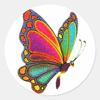 Rainbow Butterfly Classic Round Sticker