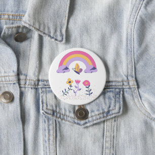 Rainbow Butterfly Cloud Flowers 7.5 Cm Round Badge