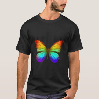 Rainbow Butterfly Colorful Nature Work T-Shirt