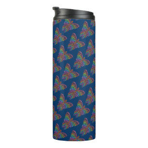 Rainbow Butterfly (dark blue) - Thermal Tumbler