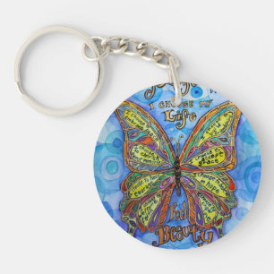 Rainbow Butterfly Diabetes Keychain (Art & Poem)