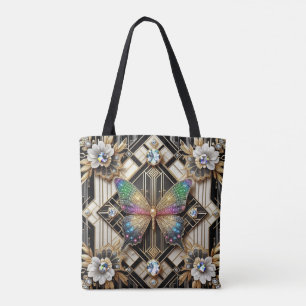 Rainbow Butterfly Diamonds Luxury Tote Bag