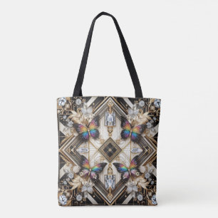 Rainbow Butterfly Diamonds Luxury Tote Bag