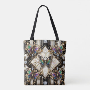 Rainbow Butterfly Diamonds Luxury Tote Bag
