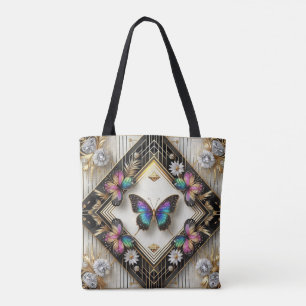 Rainbow Butterfly Diamonds Luxury Tote Bag