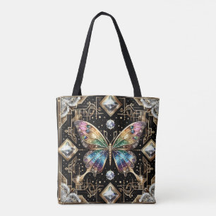 Rainbow Butterfly Diamonds Luxury Tote Bag