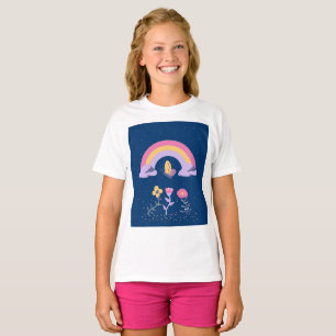 Rainbow Butterfly Flowers Cloud T-Shirt