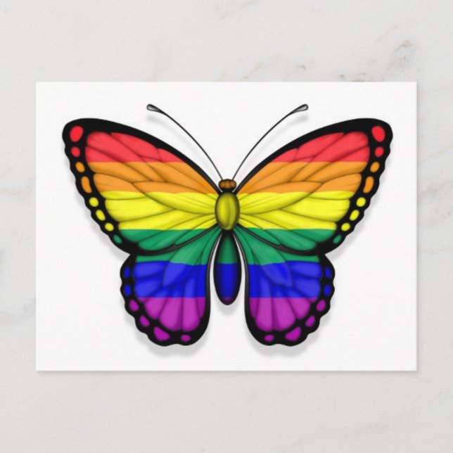 Rainbow Butterfly Gay Pride Flag Postcard (Front)