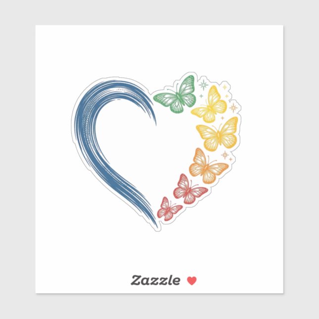 Rainbow Butterfly Heart Vintage Engraving Design_1 (Sheet)