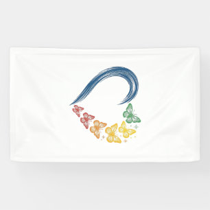 Rainbow Butterfly Heart Vintage Engraving Design_1 Banner