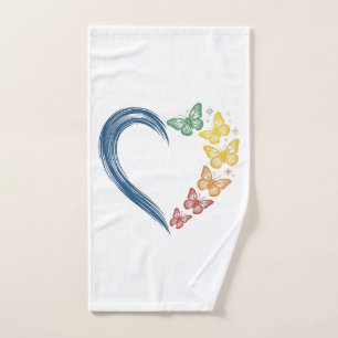 Rainbow Butterfly Heart Vintage Engraving Design_1 Hand Towel
