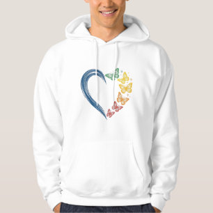 Rainbow Butterfly Heart Vintage Engraving Design_1 Hoodie