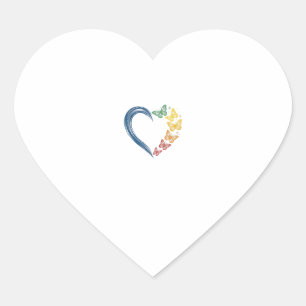 Rainbow Butterfly Heart Vintage Engraving Design_1 Sticker