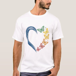 Rainbow Butterfly Heart Vintage Engraving Design_1 T-Shirt