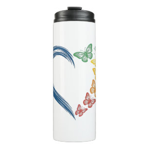 Rainbow Butterfly Heart Vintage Engraving Design_1 Thermal Tumbler
