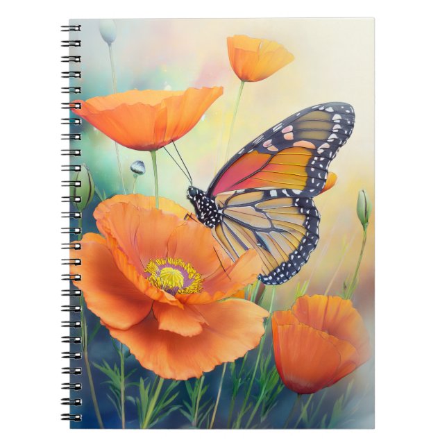 Rainbow Butterfly in a Flower Garden Notebook (Front)