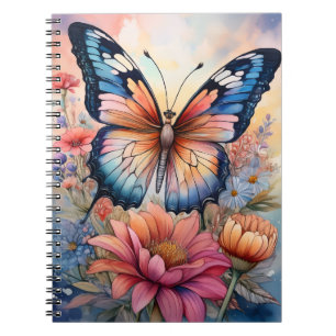 Rainbow Butterfly in a Flower Garden Notebook