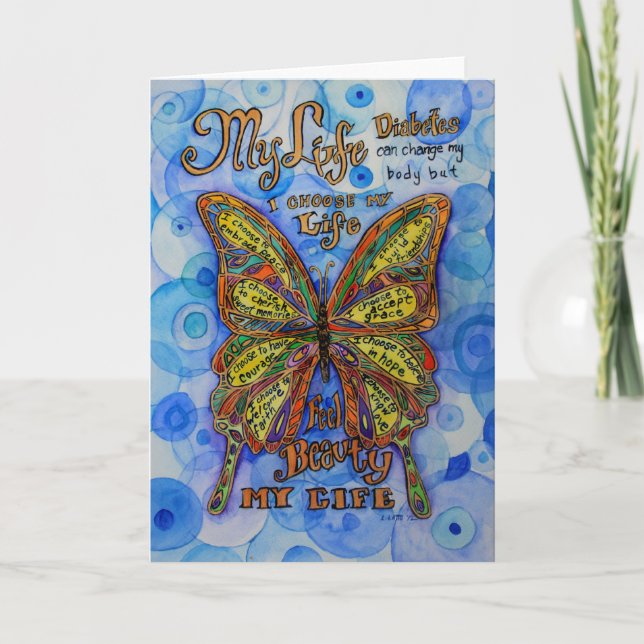 Rainbow Butterfly Inspirational Diabetes Cards (Front)