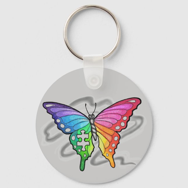 Rainbow Butterfly Key Ring (Front)