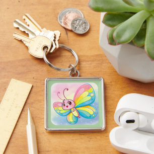 Rainbow Butterfly Keychain