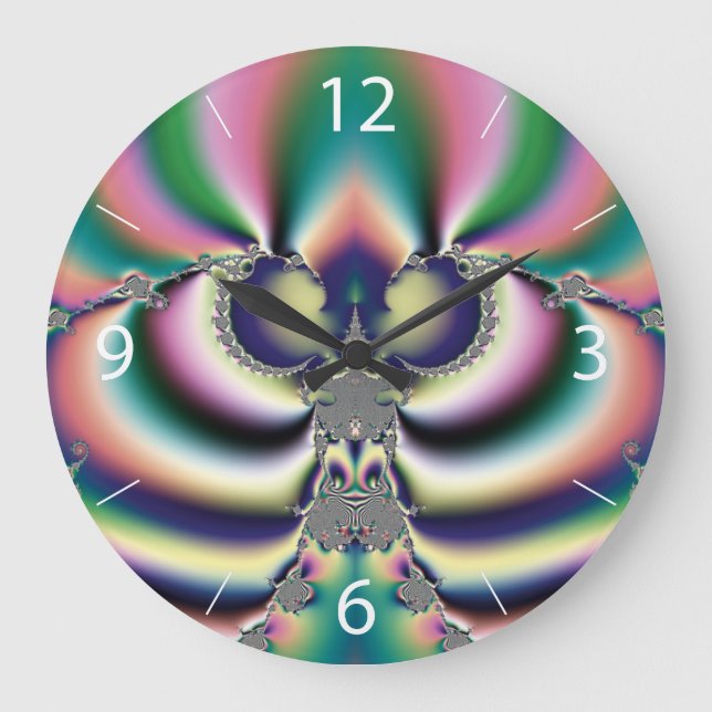 Rainbow Butterfly Large Clock (Front)