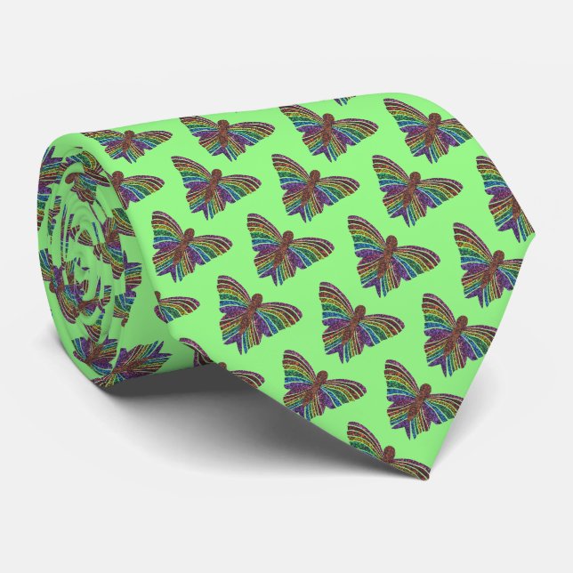 Rainbow Butterfly (light green) - Tie (Rolled)