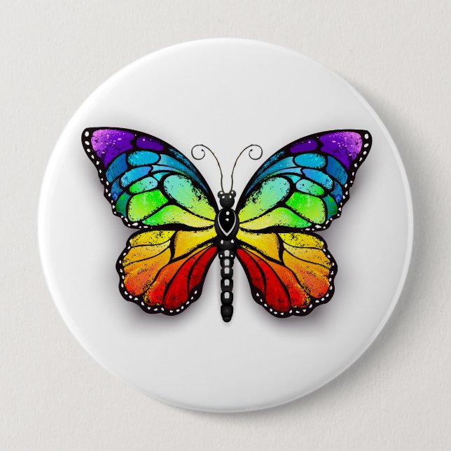 Rainbow butterfly Monarch 10 Cm Round Badge (Front)