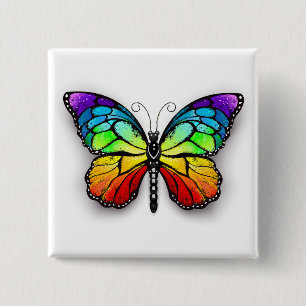Rainbow butterfly Monarch 15 Cm Square Badge