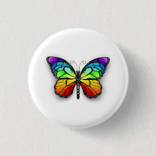 Rainbow butterfly Monarch 3 Cm Round Badge