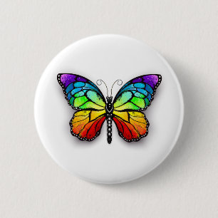 Rainbow butterfly Monarch 6 Cm Round Badge