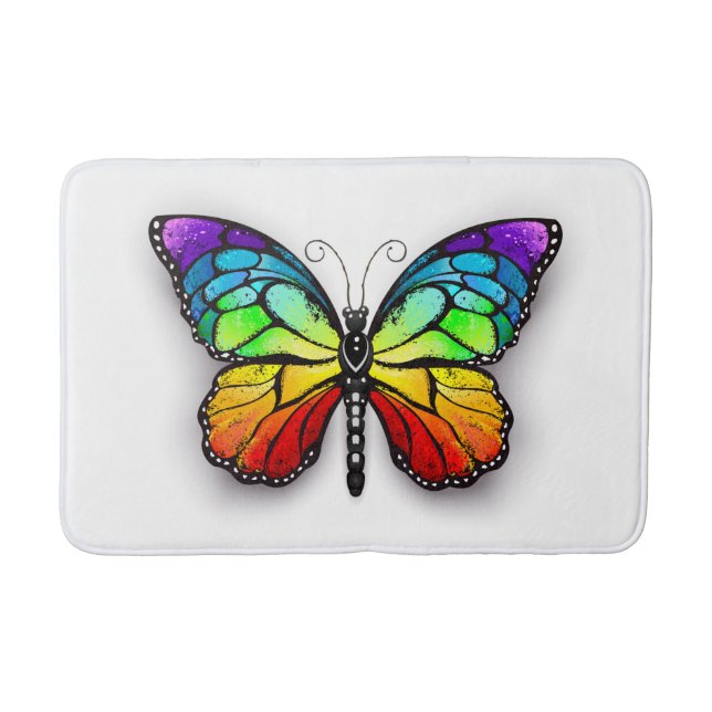 Rainbow butterfly Monarch Bath Mat (Front)