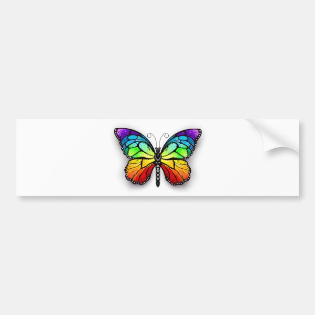 Rainbow butterfly Monarch Bumper Sticker (Front)