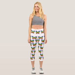Rainbow butterfly Monarch Capri Leggings