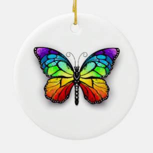Rainbow butterfly Monarch Ceramic Tree Decoration