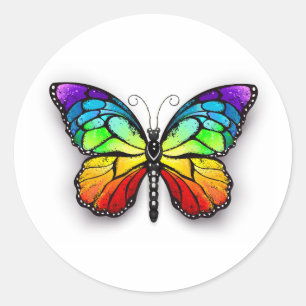 Rainbow butterfly Monarch Classic Round Sticker