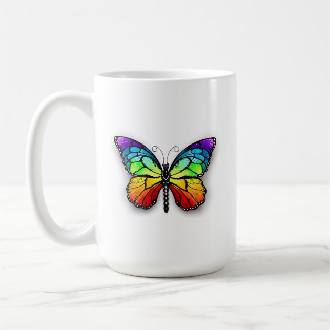 Rainbow butterfly Monarch Coffee Mug (Left)