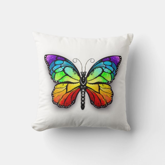 Rainbow butterfly Monarch Cushion (Front)