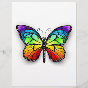 Rainbow butterfly Monarch Custom Letterhead