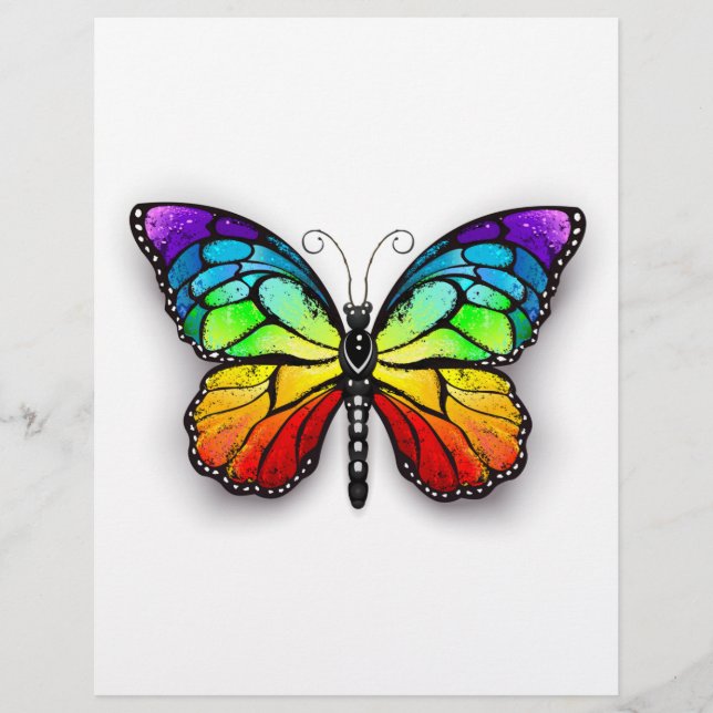 Rainbow butterfly Monarch Custom Letterhead (Front)