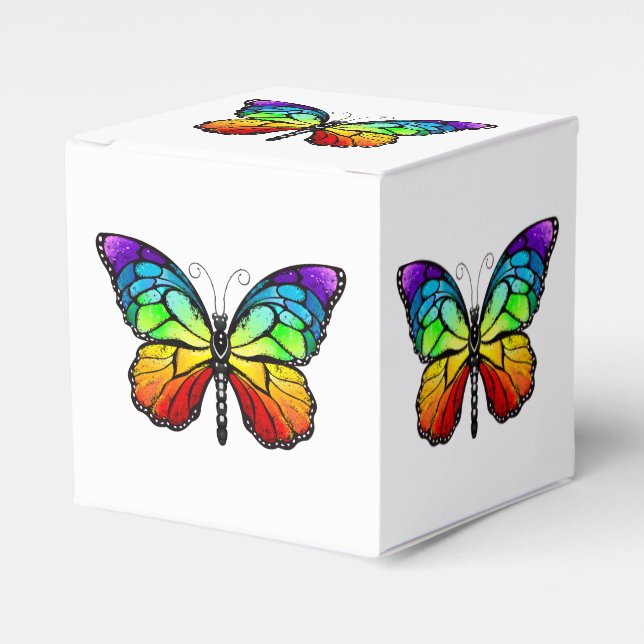 Rainbow butterfly Monarch Favour Box (Front Side)